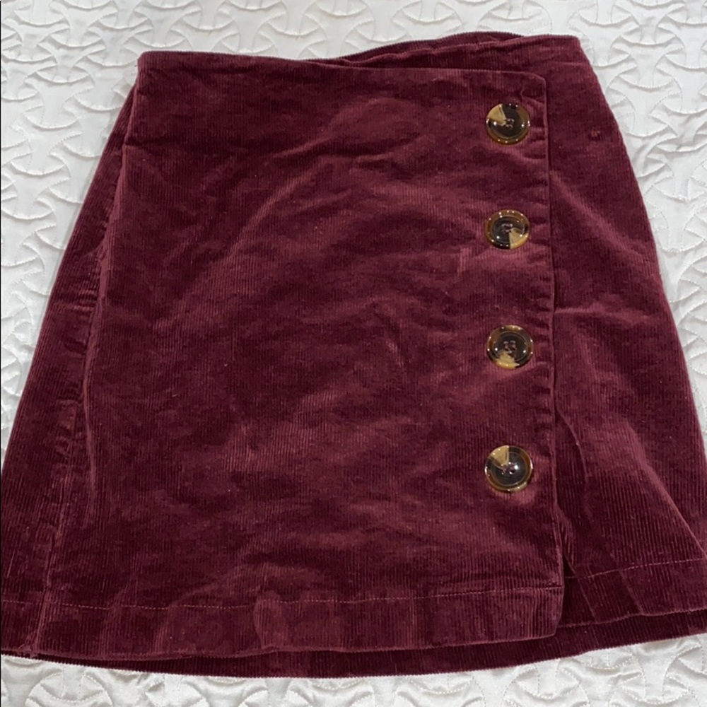 Velvet Maroon Mini Skirt